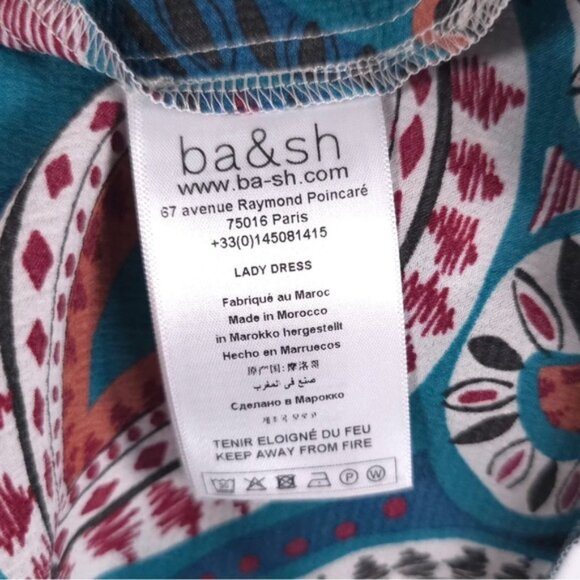 NWT Ba&sh ROBE JARA Mixed Print Wrap Mini Dress Turquoise 1E23JARA Size 3 MEDIUM - Picture 12 of 15